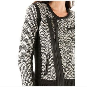Banana Republic Black Knit with Leather Sweater Size L